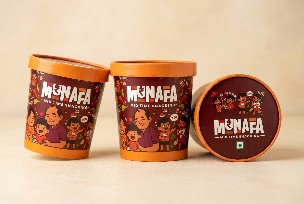 Munafa pack line-up on a cream surface