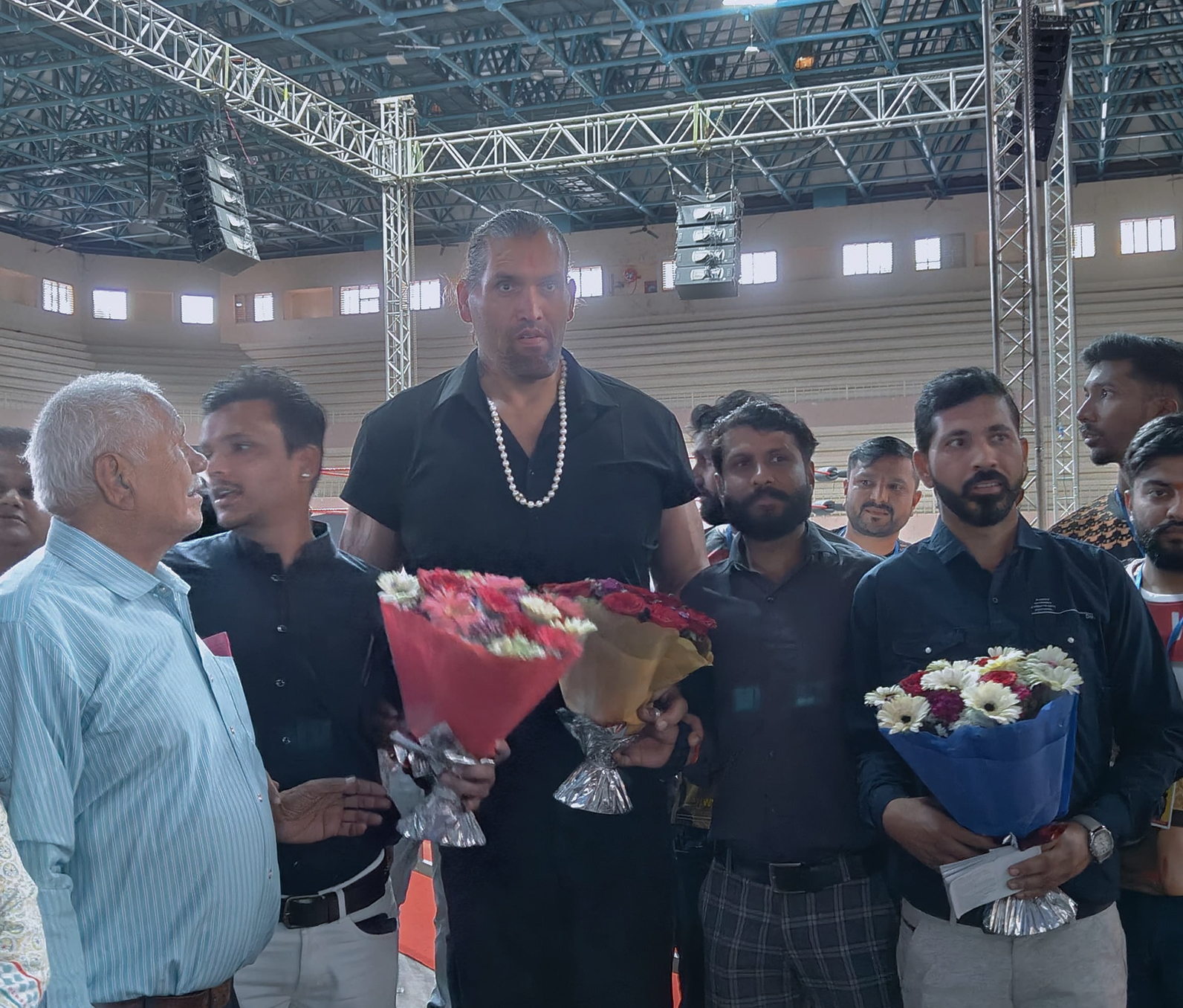 Wrestling shows with The Great Khali — Golden Smile event photograph